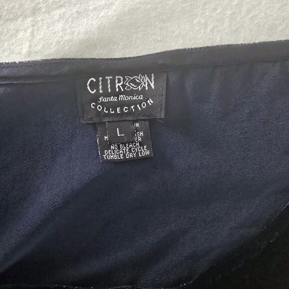 Citron Santa Monica Dark Blue Velvet Tank Top Rayon Silk Blend Large Whimsigoth - Picture 5 of 6